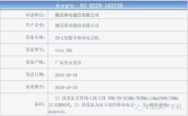 11&middot;16發(fā)布：vivo X9工信部已經(jīng)入網(wǎng)