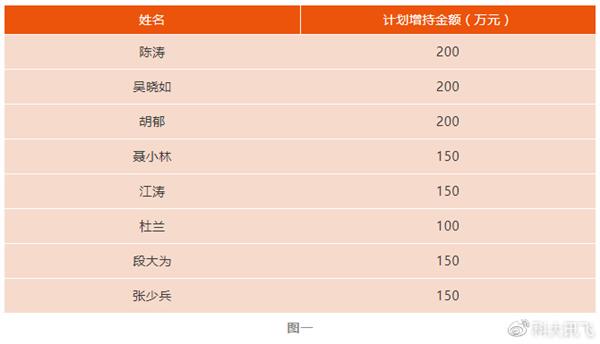 科大訊飛全體高管增持股票 承諾6個(gè)月內(nèi)不減持