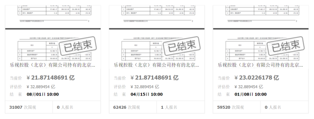 賈躍亭旗下世茂工三項(xiàng)目第三次遭遇流拍
